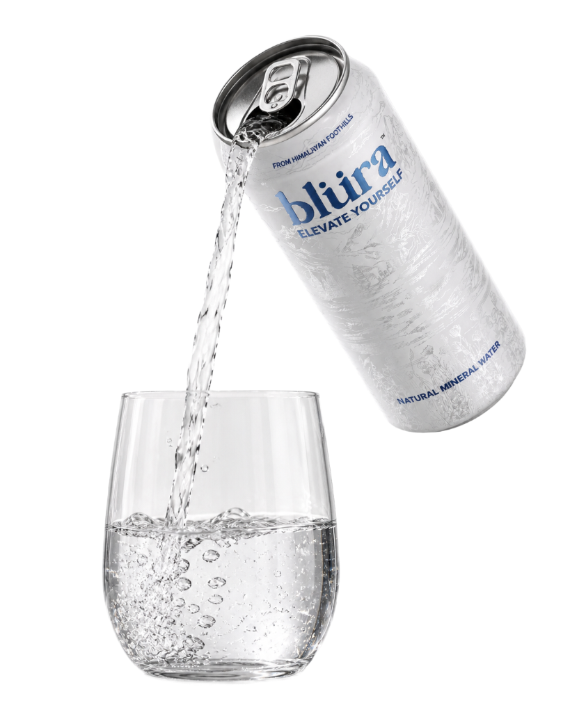 blüra pouring crystal clear water into a glass